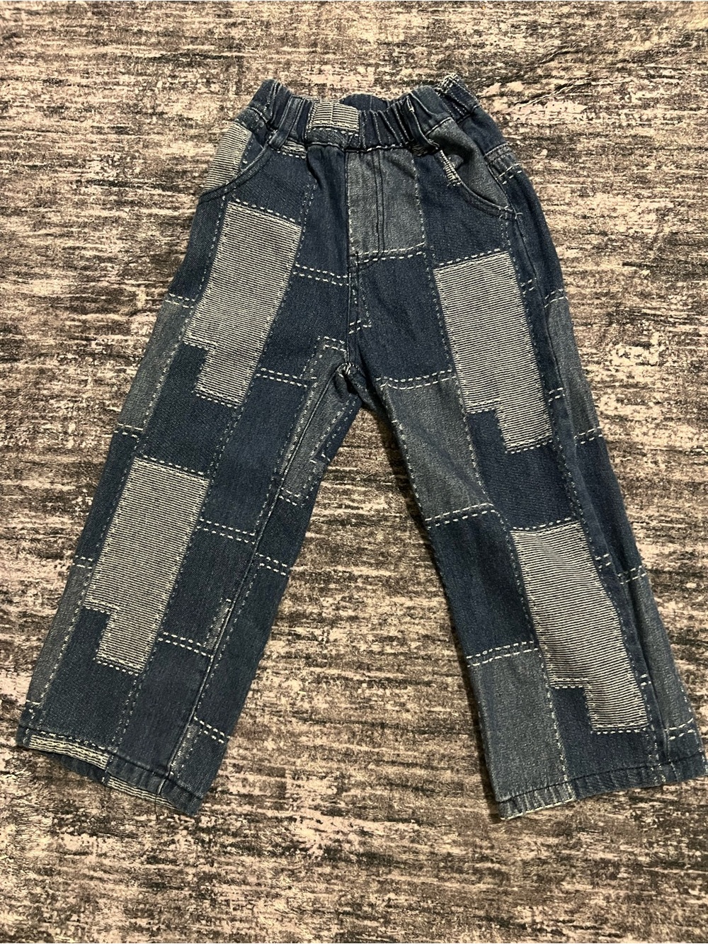 Girls Patchwork Denim Jeans Size 120 (US 6–7) – Dark Blue - Picture 1 of 2